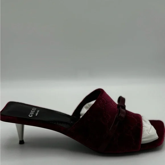 Gucci GG Jacquard Bow Slide Sandals 37 - Picture 8 of 10